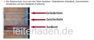 Dreiteiliger seitenschutz gerüst